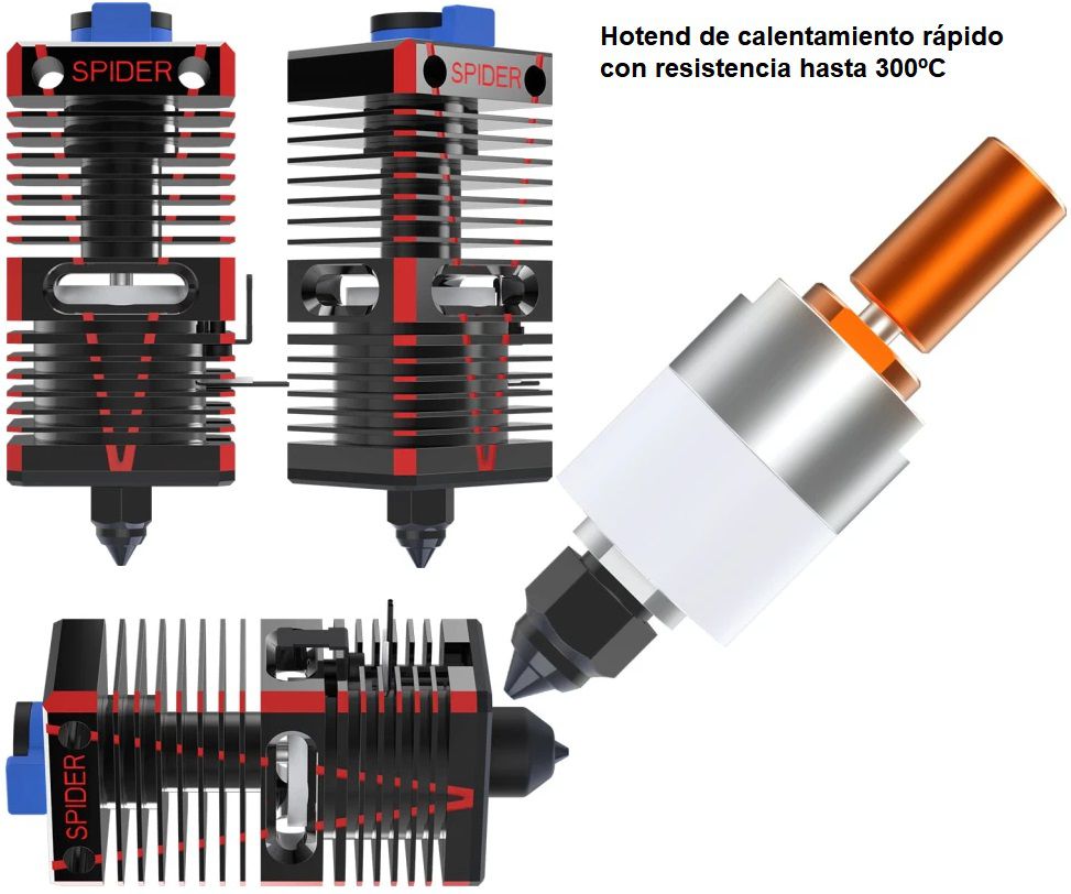 Accesorios, Impresora 3d -Hotend de calentamiento rapido hasta 300c